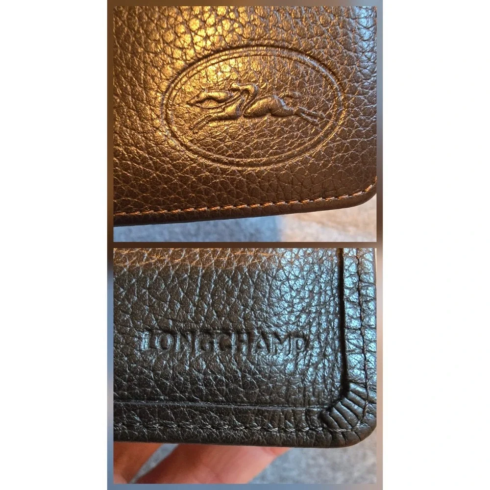 Longchamp Le Foulonne Long Bifold Travel Wallet Organizer dark brown EUC w/ COA